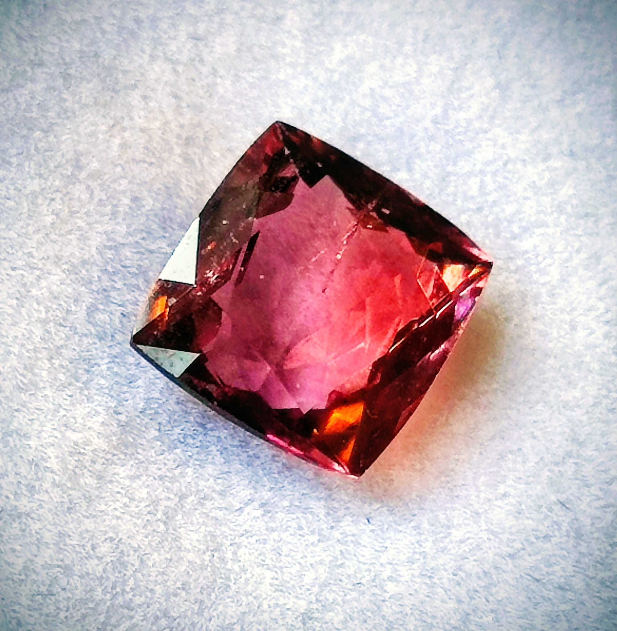 Red and pink square tourmaline