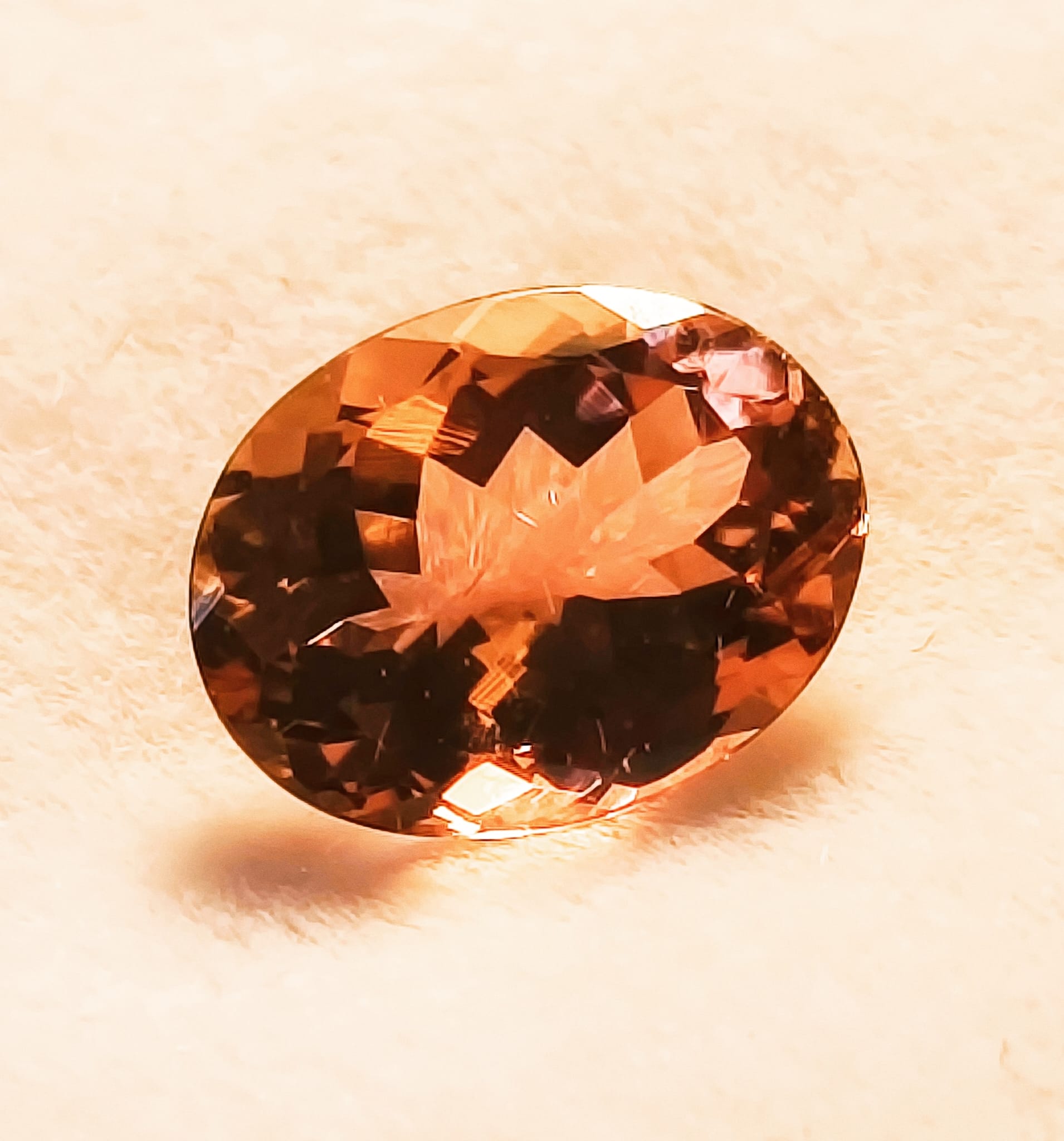 Pink orange tourmaline gemstone